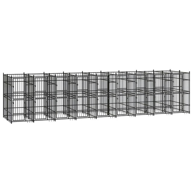 vidaXL Chenil Extérieur pour Chien en Acier 16,59 M2