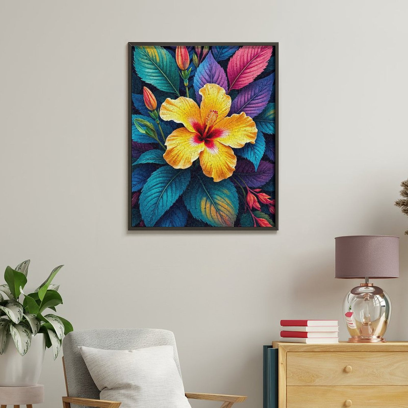 Paint By Numbers Kit for Adults Beginner - Vibrant Tropical Flower Blossom DIY Canvas Painting Kits for Adults, Frameless Paint By Number for Adults for Home Wall Decor 16x20 Inch