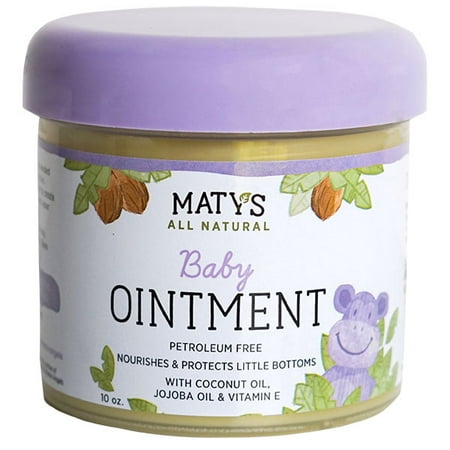 Maty's All Natural Baby Ointment, Petroleum Free, Safe for Cloth Diapers, Natural Alternative to Petroleum-Based Diaper Rash Creams, Safe For Sensitive Skin, Chemical & Fragrance Free, 10 Oz