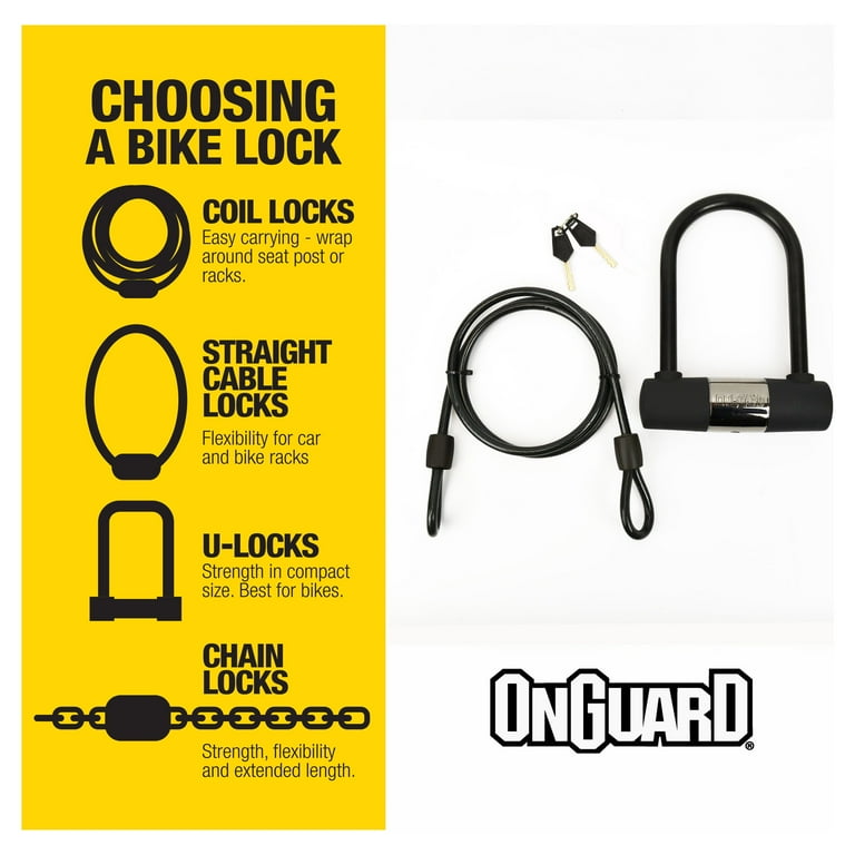 OnGuard Bike U-Lock and 4-Foot Cable (Strong Bike Lock, Keys