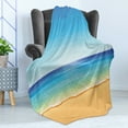 thumbnail image 4 of Ocean Soft Flannel Fleece Throw Blanket, Paradise Beach with Sand and Sea Water Summer Exotic Nature Sunny Hot Print, Cozy Plush for Indoor and Outdoor Use, 50" x 70", Cream Turquoise, by Ambesonne, 4 of 5