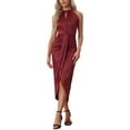 thumbnail image 2 of INSPIRE CHIC Women's Halter Neck Slimmer Tulip Hem Cocktail Bodycon Dress, 2 of 5