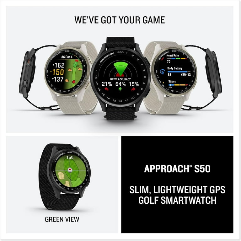 Garmin Approach S50, Advanced Golf GPS Smartwatch, AMOLED Display