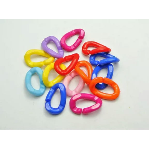 U8MO Mixed Color Acrylic Open Chain Link Flat Twist Oval Round Ring Connector-100Pcs Bubblegum Color Oval 23..._a