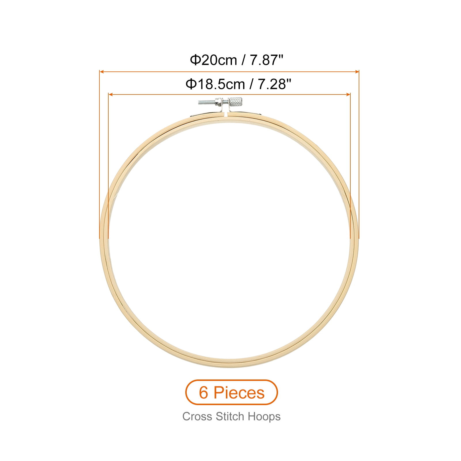 7inch Embroidery Hoop, 6pcs Cross Stitch Hoop Bamboo Wood Circle Frame Ring for Embroidery Art Craft Sewing Ornaments Hanging Decoration