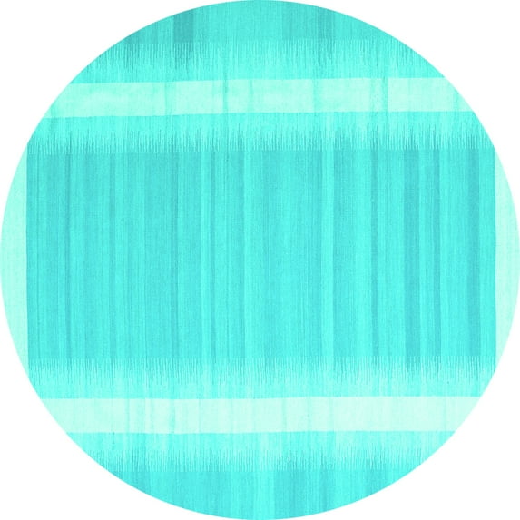 Ahgly Company Indoor Round Abstract Turquoise Blue Contemporary Area Rugs, 8' Round