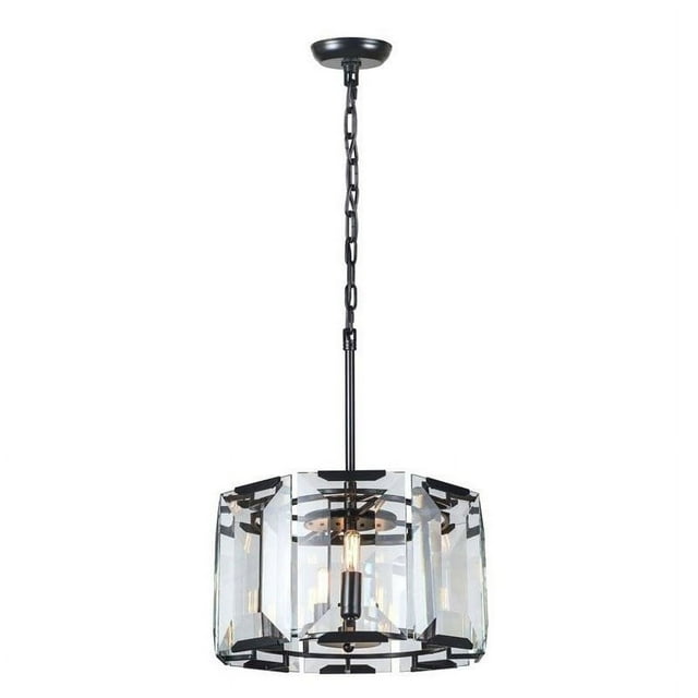 Elegant Lighting Monaco 17" 4 Light Glass Crystal Pendant Lamp
