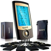 Xpoint Dual Channel Luxury TENS EMS Unit Muscle Stimulator | 16 Modes, 12 Large Electrode Pads | Back, Shoulder, Neck, Sciatica, Max Power Pain Relief Device, Rechargeable Physical Therapy | Black