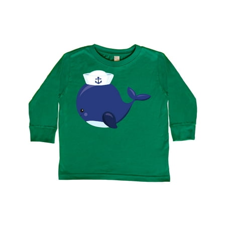 

Inktastic Navy Blue Whale With Sailor Hat Sailor Whale Gift Toddler Boy or Toddler Girl Long Sleeve T-Shirt