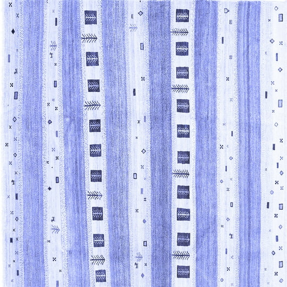 Ahgly Company Indoor Square Solid Blue Modern Area Rugs, 3' Square