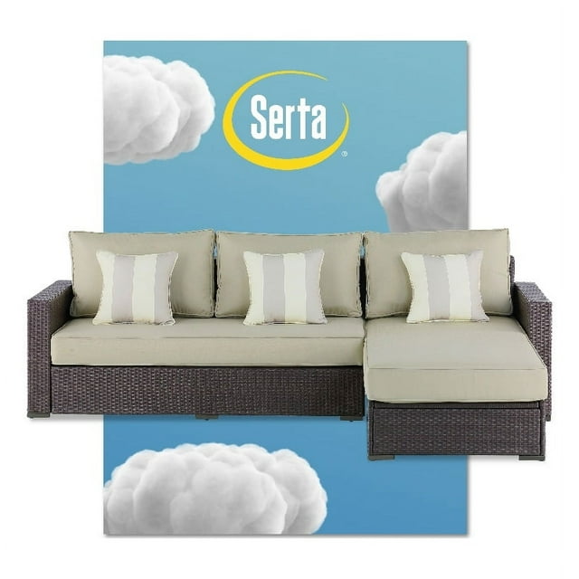 Serta Laguna Wicker Patio Storage Sectional with Cushions in Brown
