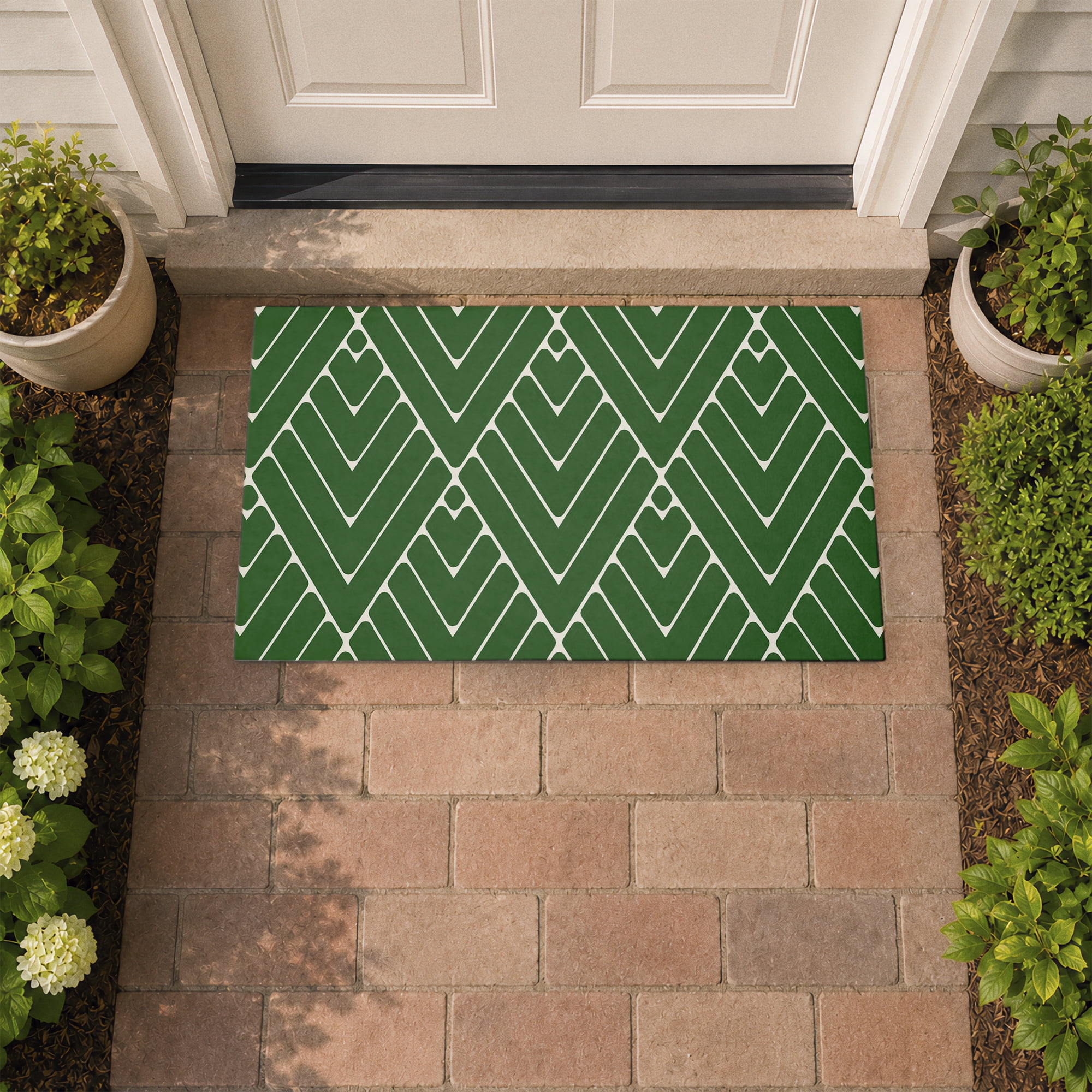 Stupell Industries Green Diagonals Abstract Printed Outdoor Door Floor Mat, design by SunDance Group LLC