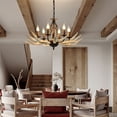 thumbnail image 4 of Aiqidi Vintage Antler Chandelier 6 Lights Rustic Farmhouse Deer Chandelier Fixtures for Dining Room Bar Cafe Decor, 4 of 12