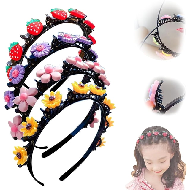 Horquilla para el pelo con diseño de princesa dulce, horquilla para el pelo con diseño de princesa dulce para niña, tocado con horquilla para el pelo, diadema de plástico con trenza de doble capa y pi