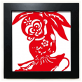 thumbnail image 1 of China Monkey Fleurs de Fenêtre Traditionnelles Cadre Carré Noir Image Murale Table, 1 of 3