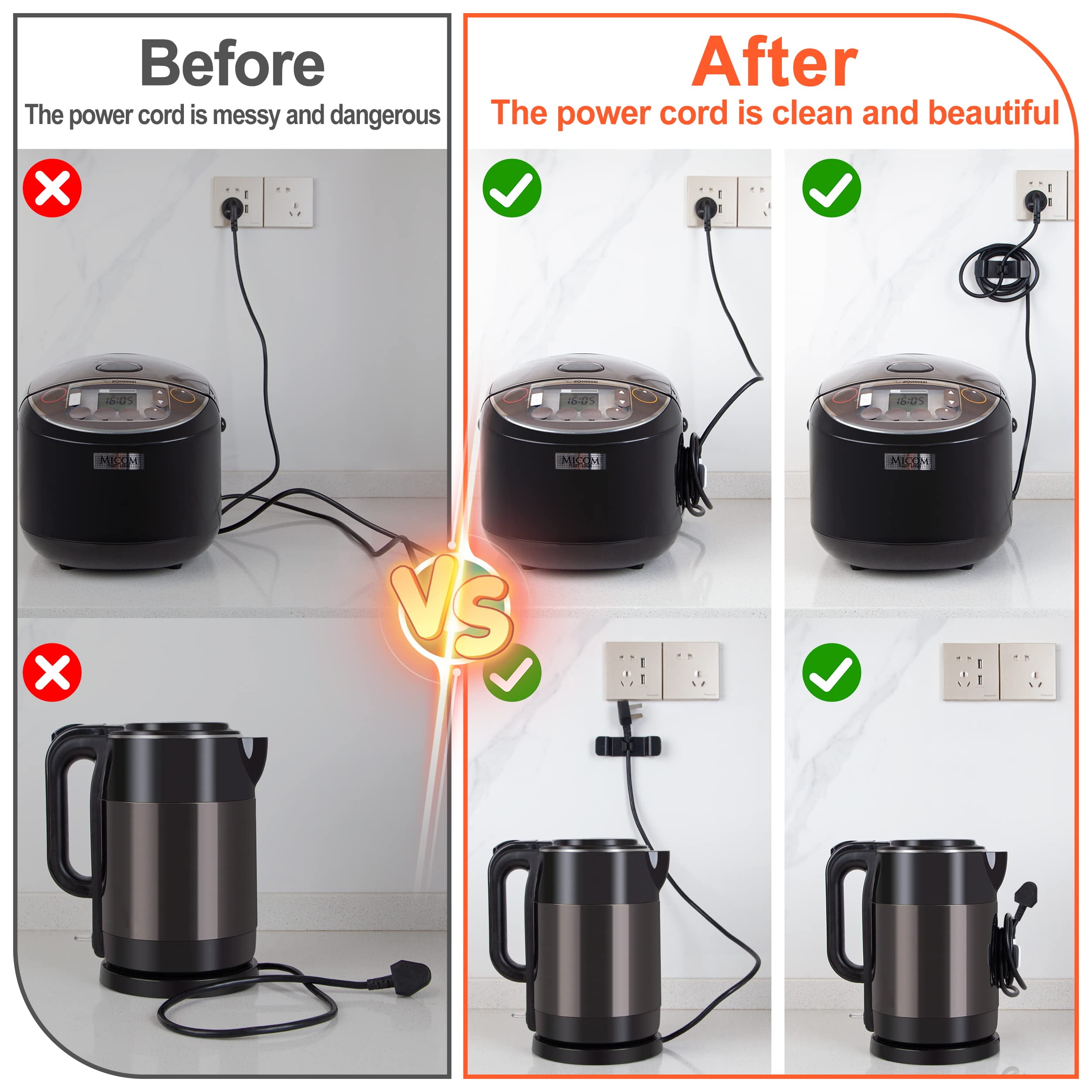 FOAUUH Cord Organizer for Appliance Kitchen Appliance Cord Organizer