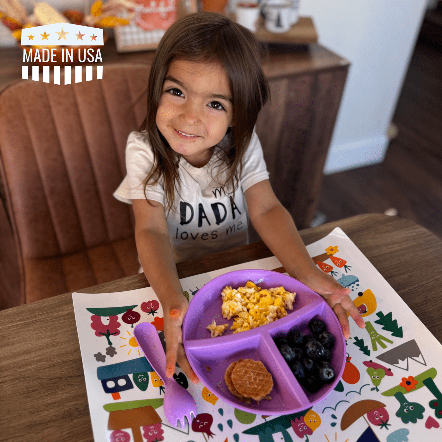 ReUSAbles by Re-Play Recycled Plastic, 3-Pack Divided Plates for Toddlers, Multicolor
