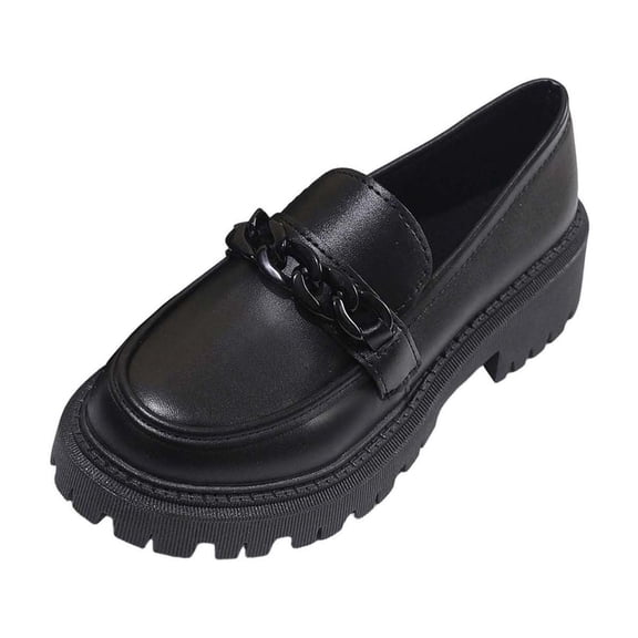 Wensltd Fashion Loafers Women Thick Sole Shoes Low Heel Round Toe Outdoor Daily Casual Comfort Plus Size Shoes Black