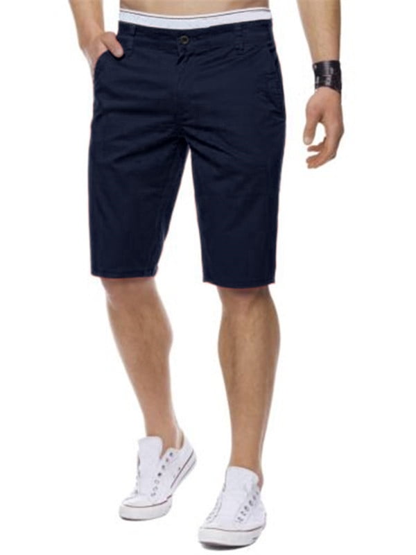 Summer Men's Casual Cotton Shorts Slim Fit Solid Beach Sport Shorts Pants New