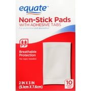 (4 pack) (4 Pack) Equate Non-Stick with Adhesive Gauze Pads, 2 x 3 In, 10 Ct