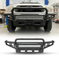 Full-Width Front Bumper Fit for 2005-2015 Toyota Tacoma,Modular Heavy Duty Steel Front Bumper with Side Wings and Bull Bar,Type B