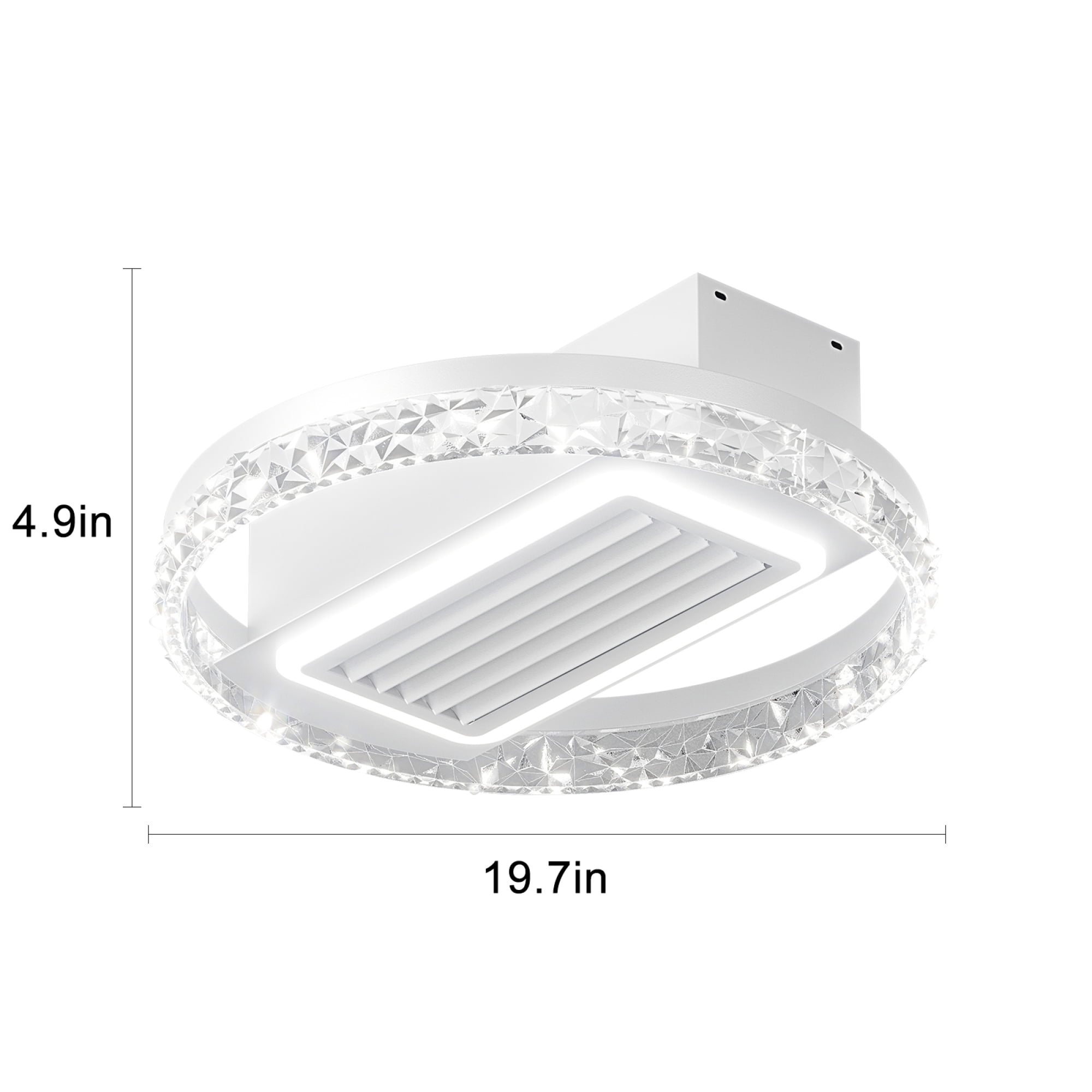 Jopath 20" Bladeless Ceiling Fan Light with Remote Control, Crystal Ceiling Lamp with Air Circulation and Adjustable Brightness for Living Room, Dining Room, or Bedroom, Silent/6-Speed