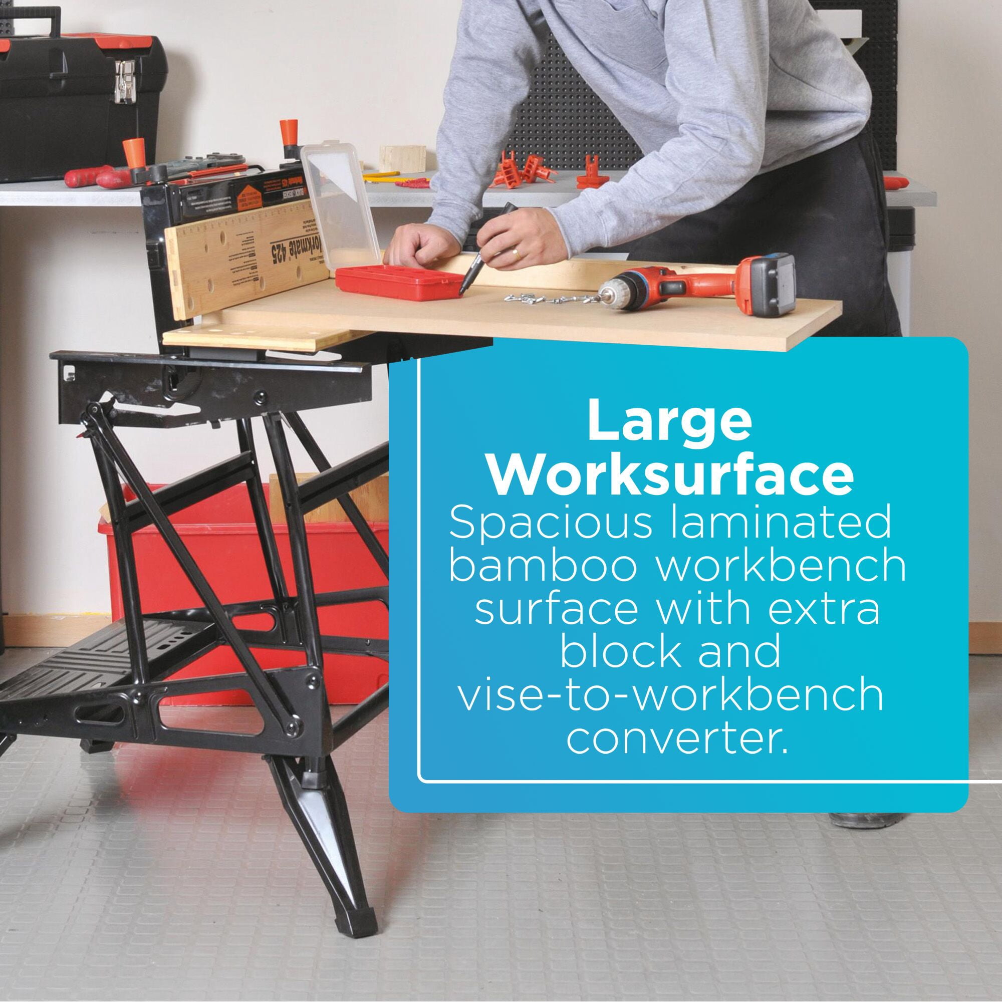 BLACK+DECKER Portable Workbench, Project Center and Vise, Holds