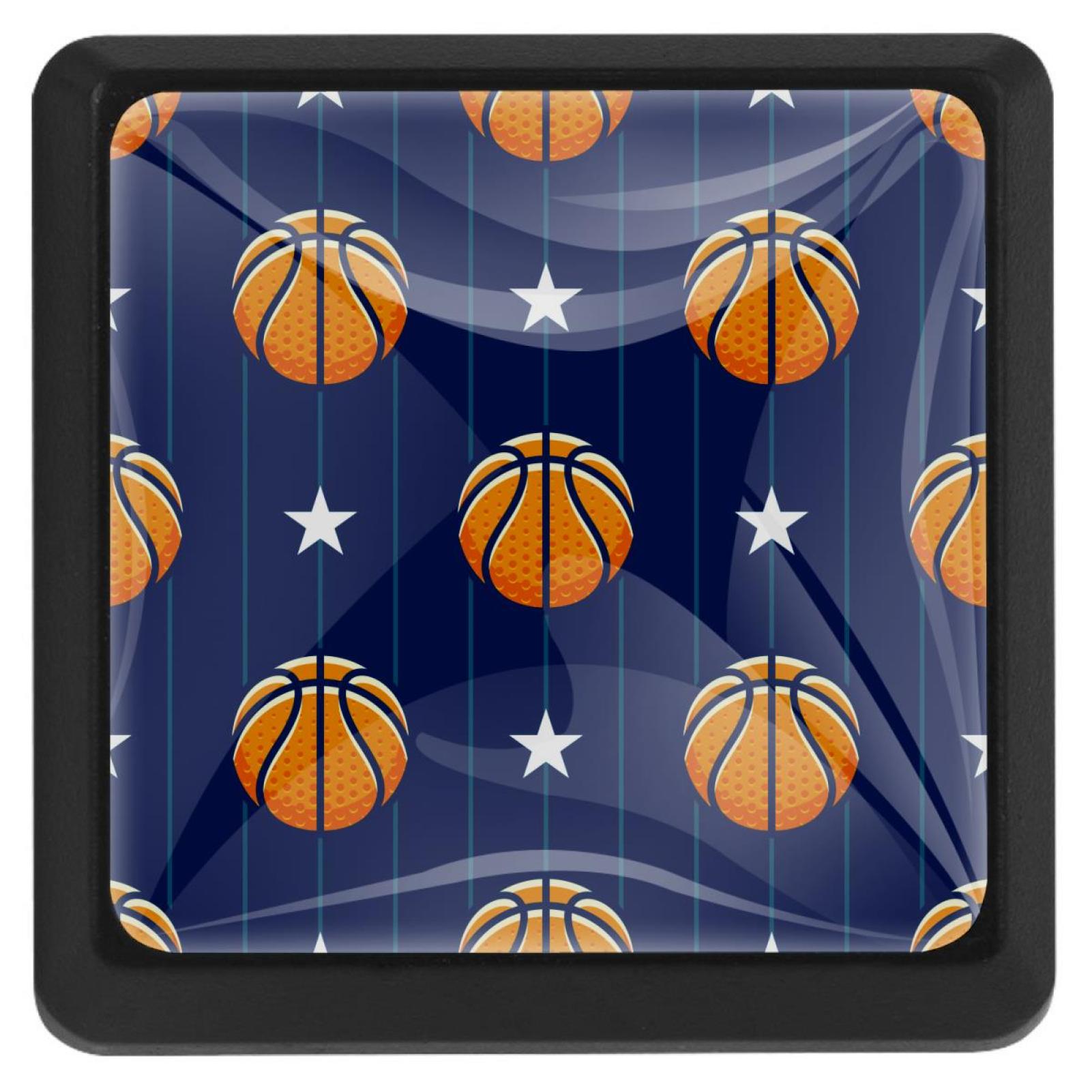 3 Pack Basketball Stars Stripe Square Cabinet Door Knobs Decor for ...