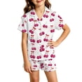 thumbnail image 4 of RUTAYY Girls Pajama Set Sweet Cherry Bow Graphic 2 Piece Sleep Set Short Sleeve Notch Neck Kids Nighttime Casual Outfit White, 4 of 4
