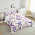 thumbnail image 2 of Starfish Seashell Comforter Set Full,Purple Coastal Animal Bedding Sets,Sea Shell Conch Quilted Duvet,Ocean Sea Life Down Comforter Summer Themed Bedroom Decor with 2 Pillow Cases, 2 of 5