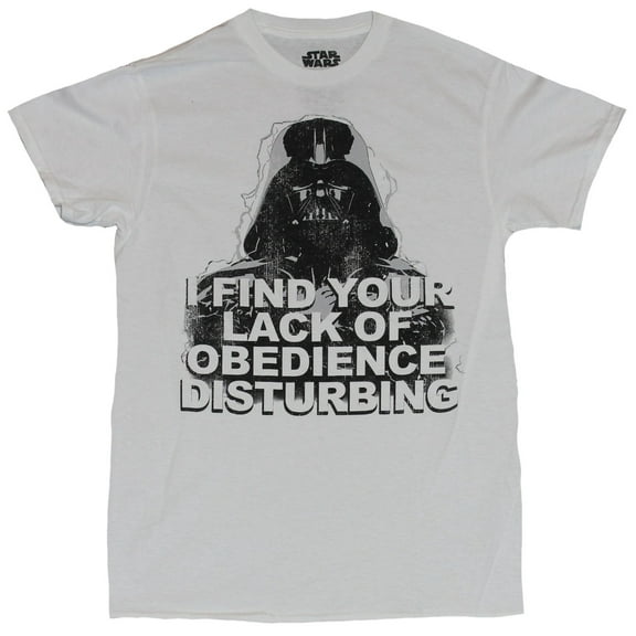 Star Wars Mens T-Shirt - Darth Vader Lack of Obedience Disturbing Image (Small)