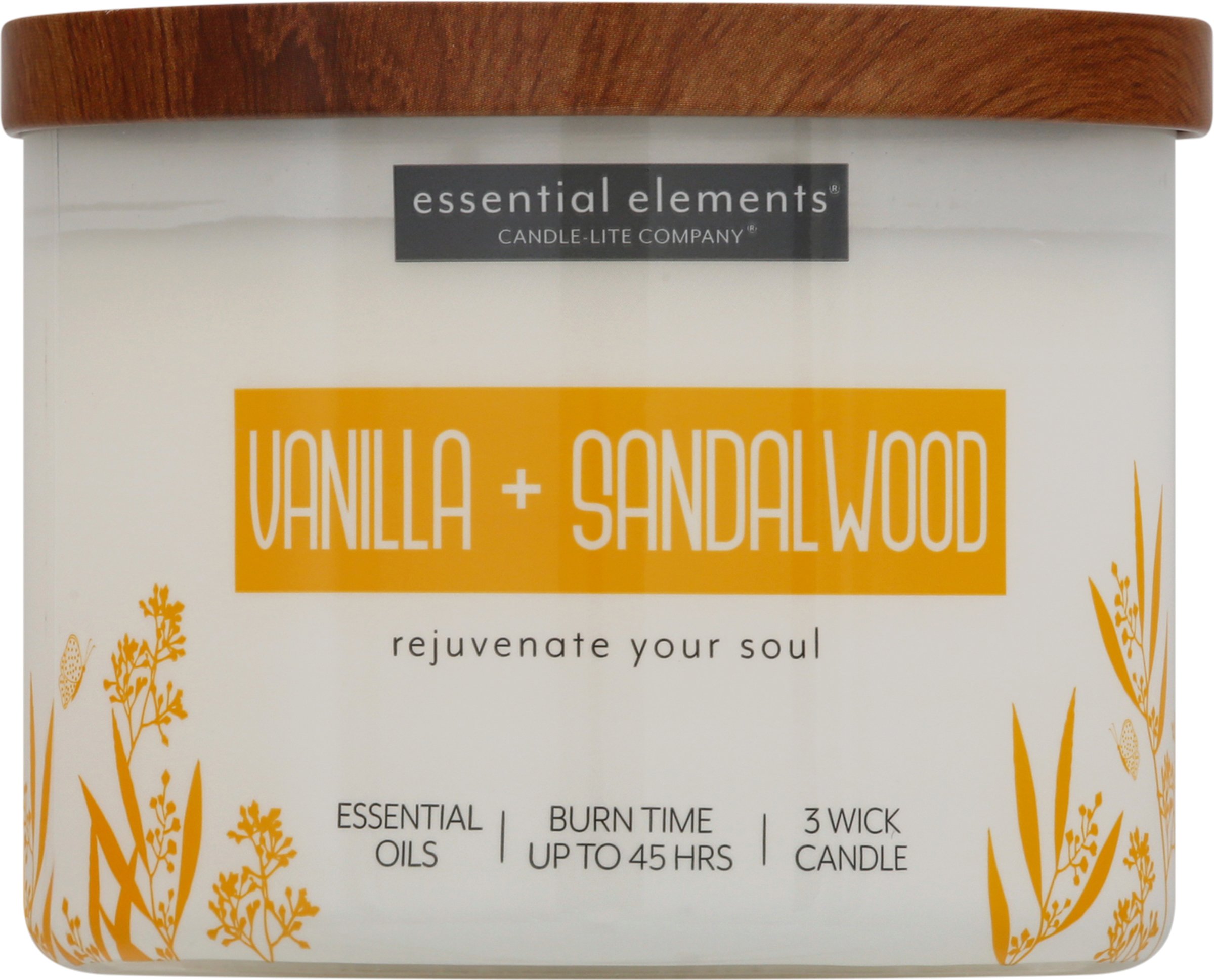 Candle Lite 251069 14.75 oz Vanilla & Sandalwood 3-Wick Jar Candle with Gray Wood Lid - image 2 of 2