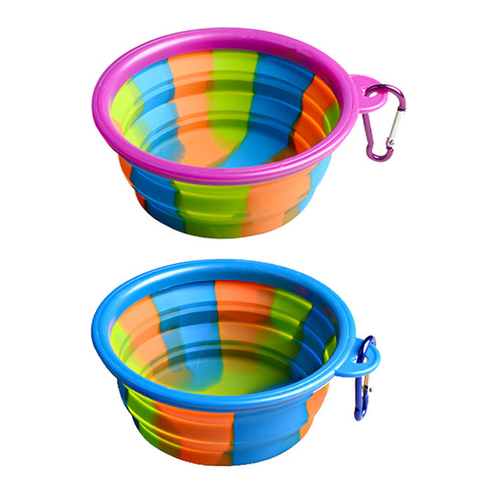 Multicolour Pet Bowl,Portable Pet Dog/Cat Food/Water Foldable Collapsible Bowl for Travel 
