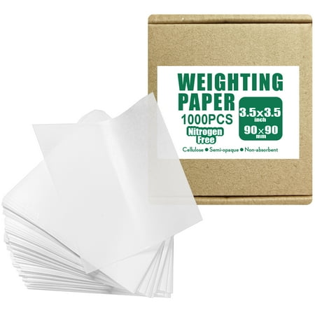 Cellulose Weighing Paper Sheet,Smooth Weigh Paper, Nitrogen Free,Non-Absorbing, High-Gloss,3.5"X3.5",1000pcs