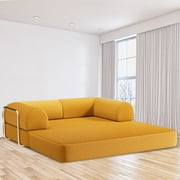 Modern 3-Person Convertible Sleeper Sofa Bed, 4-in-1 loveseat Sleeper, Comfy Removable Floor Couch for Living Room with Detachable and Washable Fabric