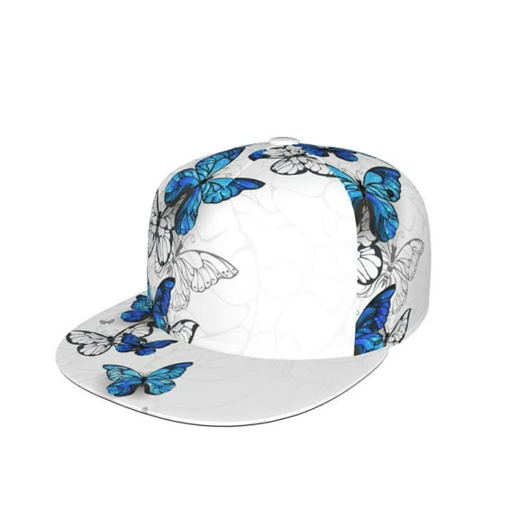 Kdxio Blue Flying Butterflies Print Snapback Hat for Men Women,Adjustable Baseball Cap