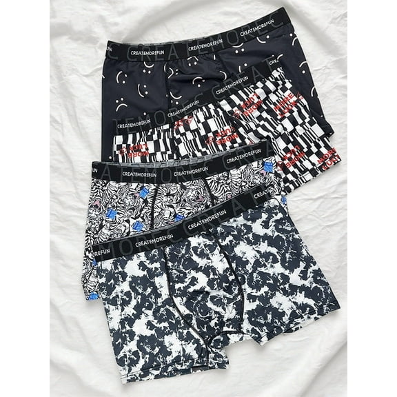 4-Pack Men's Boxers with “CREATEMOREFUN” Design: Trendy Patterns, Airy & Skin - Friendly, Snug Cut You’ll Love Wearing