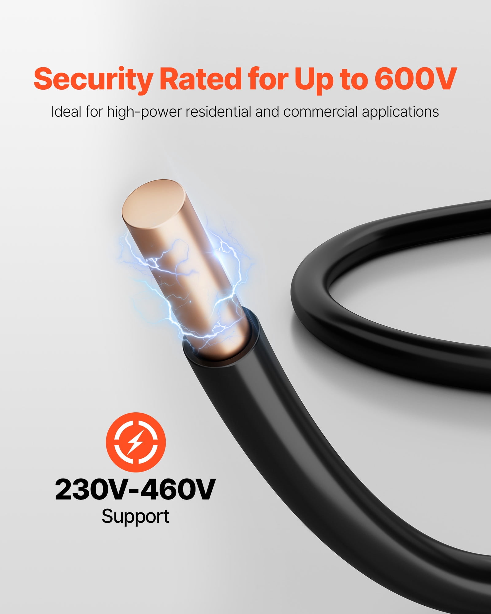 VEVOR 12 AWG Solid THHN Wire, 100% OFC Copper Electrical Building Wire with Nylon Jacket PVC Insulation, Rated for Up to 600 Volts, Heavy-Duty for Residential, Industrial, Commercial, Black