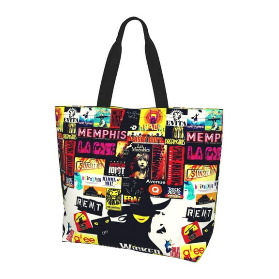 Broadway Movie Musical Canvas Tote Bag Women Kitchen Reusable Grocery Bags Canvas Shopping Bag Beach Bags Shoulder Bag for Outdoor