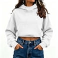 thumbnail image 7 of cocolona Womens Cropped Pullover Hoodies Casual Long Sleeve Solid Color Sweatshirts Fall Fashion Outfits with Pockets, 7 of 7