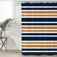 thumbnail image 2 of 72x78 Inch Shower Curtain Orange Navy Blue Striped Bathroom Decor Waterproof Fabric Bathtub Bath Curtains Decorative Gradient Horizontal Lines Extra Long Shower Curtain Set with Hooks, 2 of 6