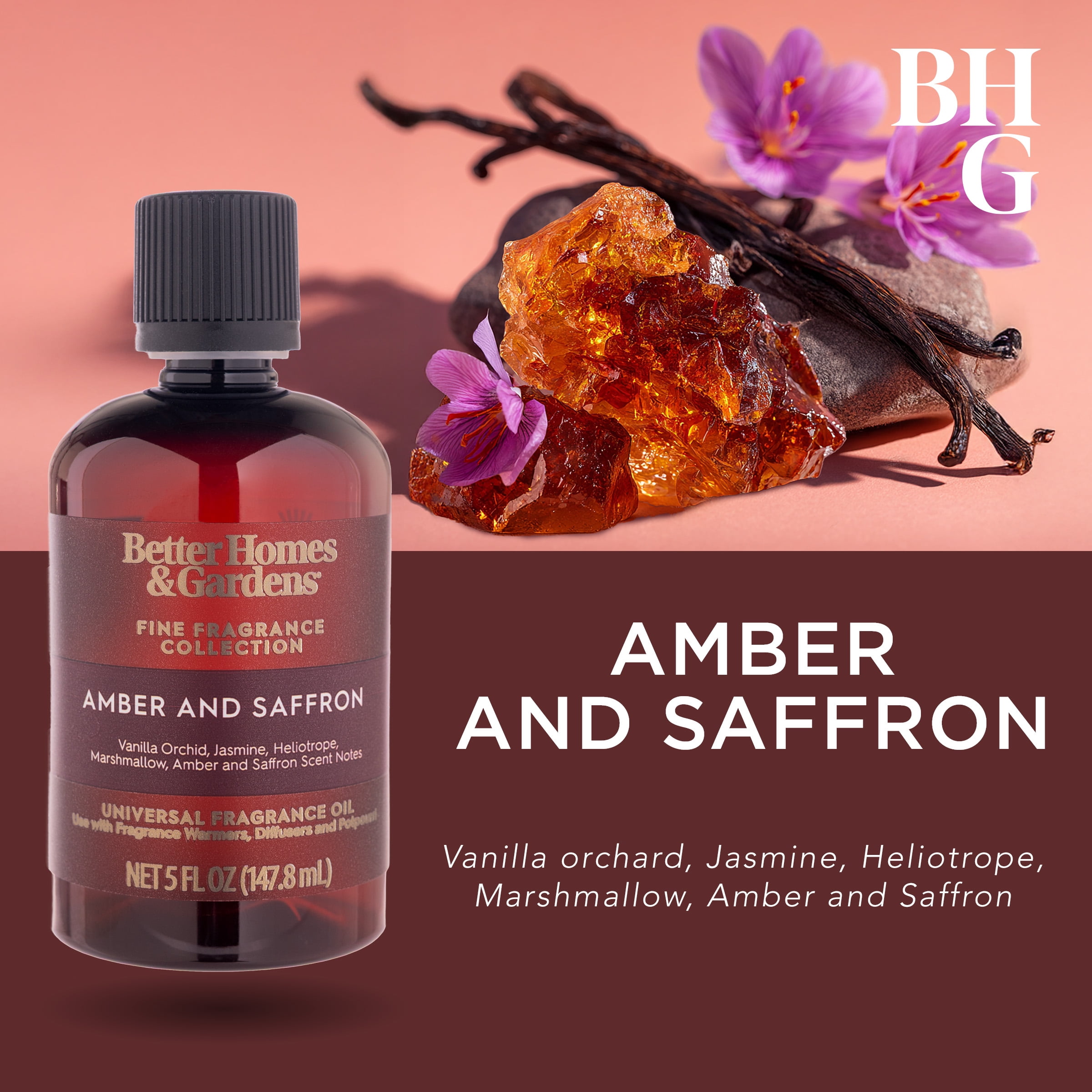 Better Homes & Gardens Fine Fragrance Universal Oil, Amber and Saffron, 5 fl oz