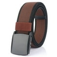 thumbnail image 1 of Cinturón para hombre de 47.2 ", correa de lona de nailon para exteriores, cinturón informal con hebilla de plástico transpirable para deportes de trabajo, rojo y negro brillar vestir, 1 of 4