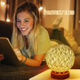 thumbnail image 2 of Handwoven Rattan Table Lamp with Wooden Base, USB Rechargeable Night Light, White - Compatible with Bedroom Living Room Decor, 2 of 5