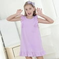 thumbnail image 5 of qolati Girls Nightgown Toddler Nightwear Dress Kids Baby Sleepwear Nightshirt Summer Flutters Sleeve Ruffled A-Line Casual Midi Dresses 2-14 Years, 5 of 8