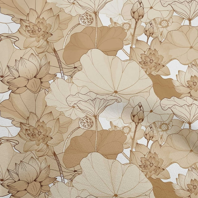 oneOone Rayon Light Brown Fabric Asian Japanese Floral Sewing Craft Projects Fabric Prints By Yard 56 Inch Wide