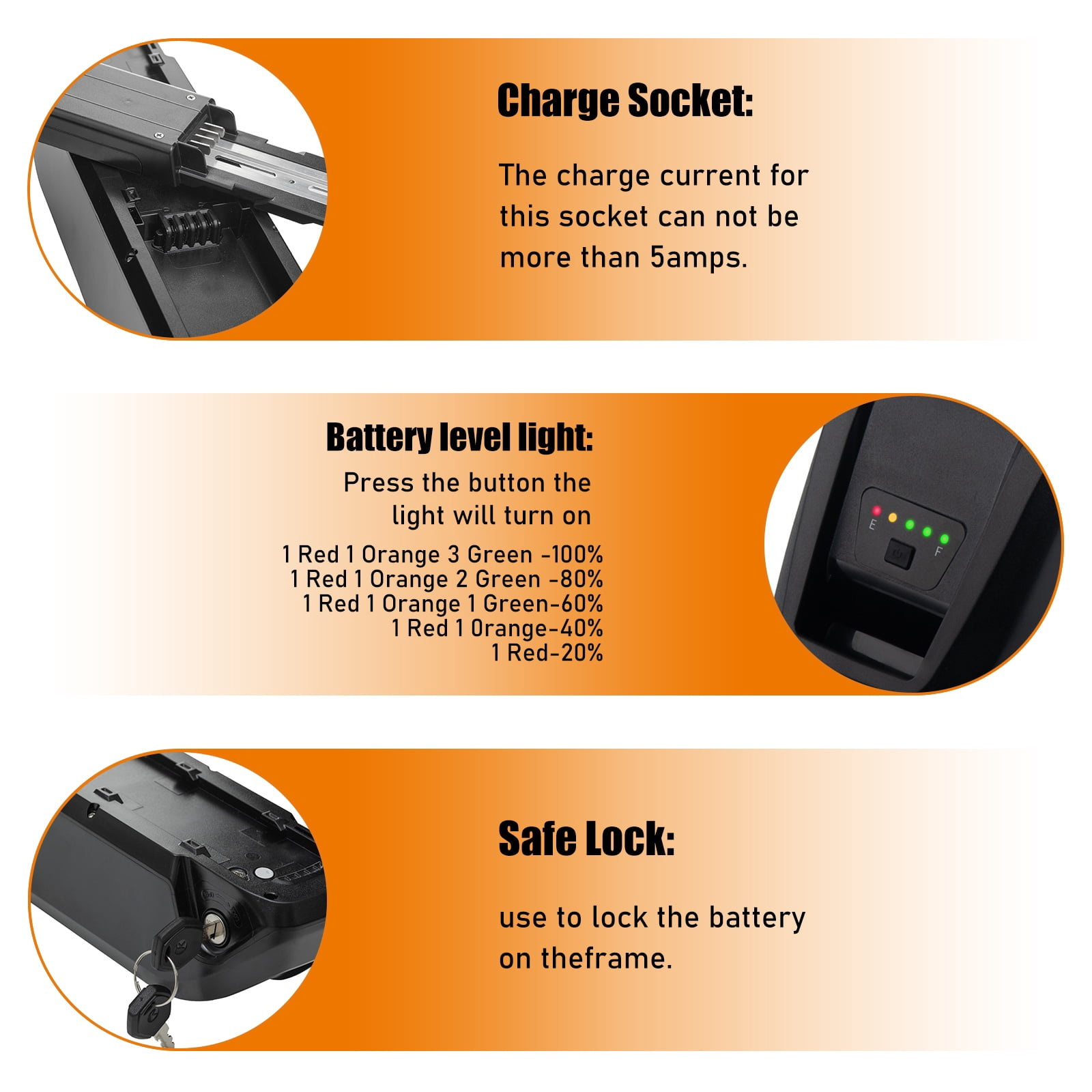 5 Pins 48v 15.6ah Ebike Battery with Charger Lithium ion Battery for Electric Bicycle Scooter