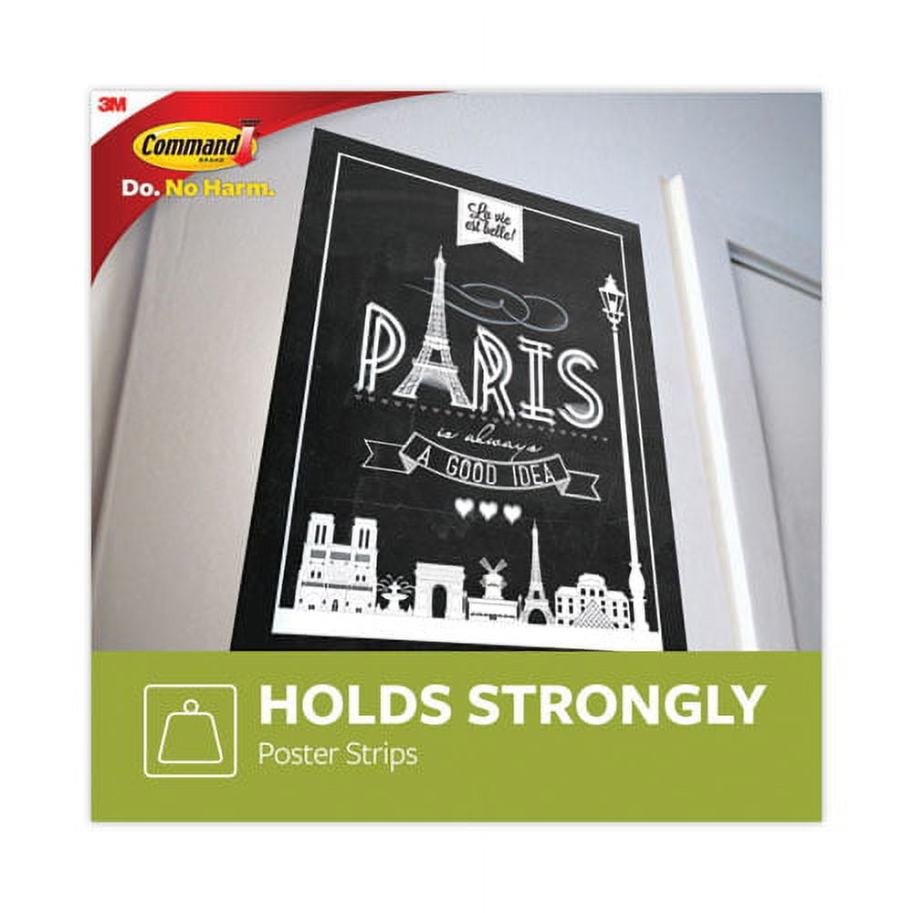 Poster Strips, Removable, Holds Up To 1 Lb Per Pair, 0.63 X 1.75, White, 4/pack, 100 Packs/carton | Bundle of 5 Cartons