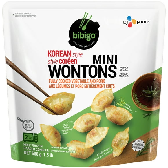 Bibigo Mini Wonton Pork And Vegetables Dumplings, 680g, 680g, 1.5lbs per bag