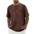 thumbnail image 2 of Jinhomg Holiday Tees for Men Simple Cute Valentine's Day Heart Print T-Shirts Big and Tall Comfy Short Sleeve Crew Neck Tops Male Holiday Gifts Brown XXXXL, 2 of 4